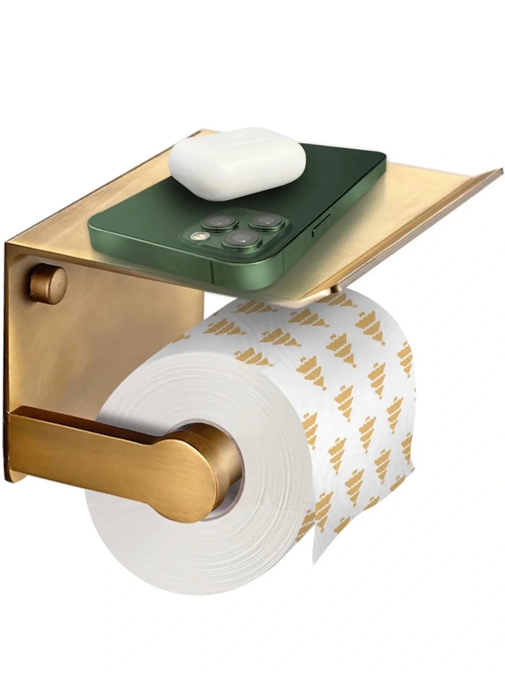 Antique Brass Toilet Paper Holder with Shelf